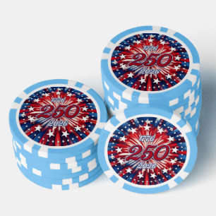 Amerikas 250. Geburtstag 1776-2026 RWB Feuerwerk Pokerchips