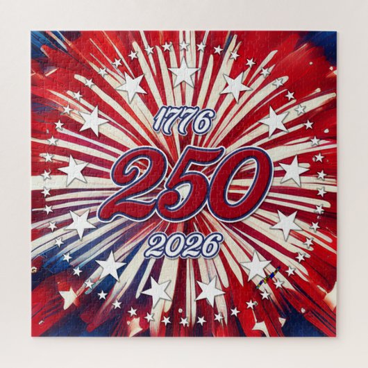 Amerikas 250. Geburtstag 1776-2026 RWB Feuerwerk Puzzle (Vertikal)