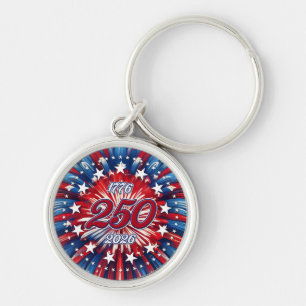 Amerikas 250. Geburtstag 1776-2026 RWB Feuerwerk Schlüsselanhänger