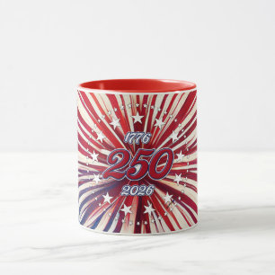 Amerikas 250. Geburtstag 1776-2026 RWB Feuerwerk Tasse