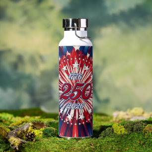Amerikas 250. Geburtstag 1776-2026 RWB Feuerwerk Trinkflasche
