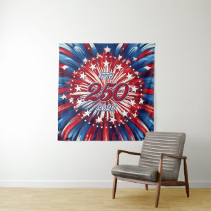 Amerikas 250. Geburtstag 1776-2026 RWB Feuerwerk Wandteppich