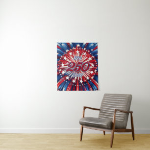 Amerikas 250. Geburtstag 1776-2026 RWB Feuerwerk Wandteppich