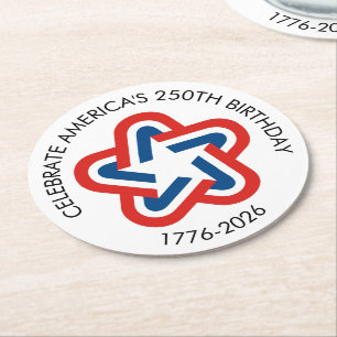 Amerikas 250. Geburtstag - 1776-2026 Vintage Star Runder Pappuntersetzer