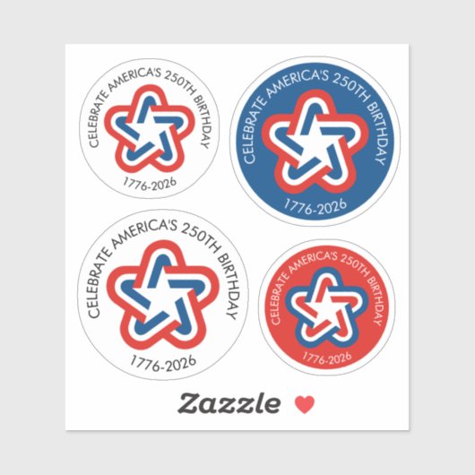 Amerikas 250. Geburtstag - 1776-2026 Vintager Star Aufkleber (Blatt)