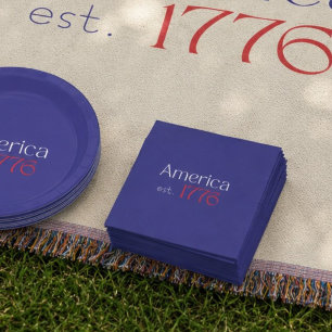 Amerikas 250. Geburtstag est 1776 Typografie Blau Serviette