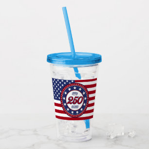 Amerikas 250. Geburtstag mit der USA-Flagge Acryltrinkbecher