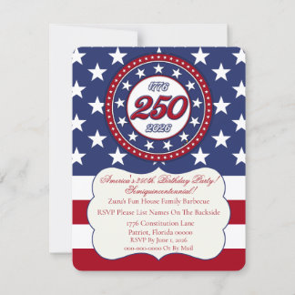 Amerikas 250. Geburtstag mit der USA-Flagge Einladung
