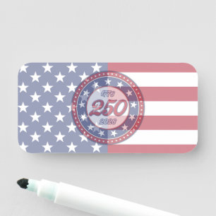 Amerikas 250. Geburtstag mit der USA-Flagge Namensschild