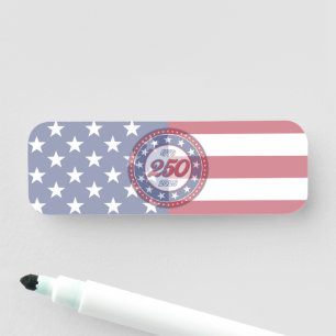 Amerikas 250. Geburtstag mit der USA-Flagge Namensschild