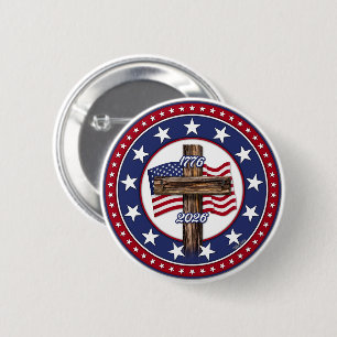 Amerikas 250. Geburtstag mit rauem Kreuz Button