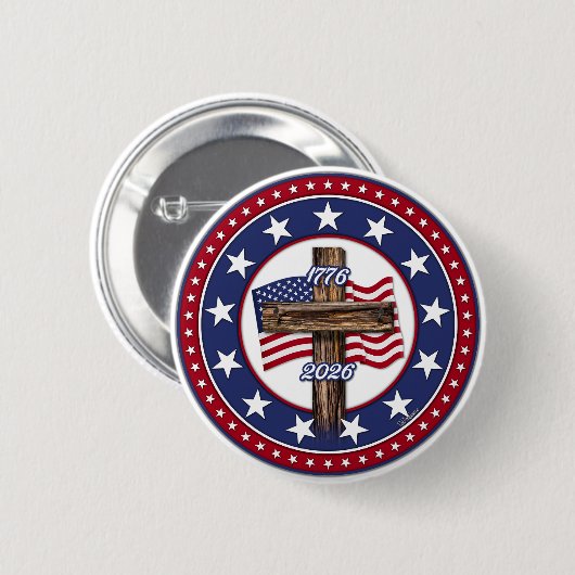 Amerikas 250. Geburtstag mit rauem Kreuz Button (Vorne & Hinten)