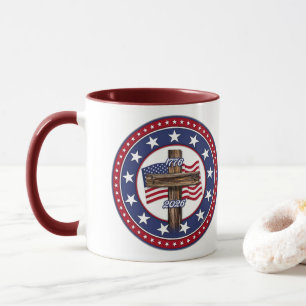 Amerikas 250. Geburtstag mit rauem Kreuz Tasse