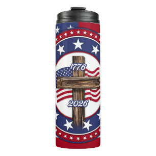 Amerikas 250. Geburtstag mit rauem Kreuz Thermosbecher