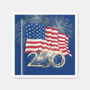 Amerikas 250. Geburtstag mit Sparklern Serviette