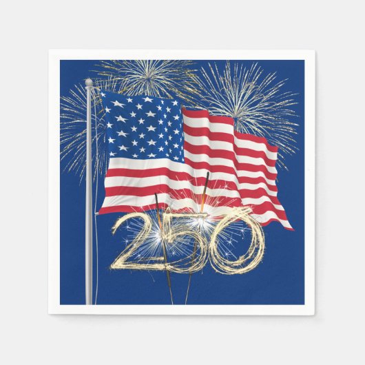 Amerikas 250. Geburtstag mit Sparklern Serviette (Vorderseite)