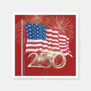 Amerikas 250. Geburtstag mit Sparklern Serviette