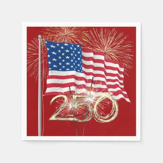 Amerikas 250. Geburtstag mit Sparklern Serviette (Vorderseite)