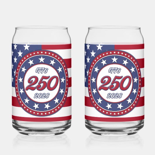 Amerikas 250. Geburtstag mit USA-Flagge Dosenglas (Links)