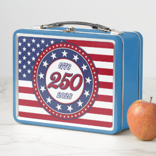 Amerikas 250. Geburtstag mit USA-Flagge Metall Brotdose
