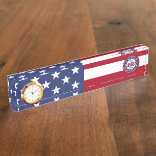 Amerikas 250. Geburtstag mit USA-Flagge Namensplakette