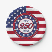Amerikas 250. Geburtstag mit USA-Flagge Pappteller (Vorderseite)