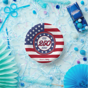 Amerikas 250. Geburtstag mit USA-Flagge Pappteller