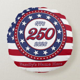 Amerikas 250. Geburtstag mit USA-Flagge Rundes Kissen