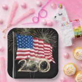 Amerikas 250. Geburtstag mit Wunderkerzen Pappteller (Party)