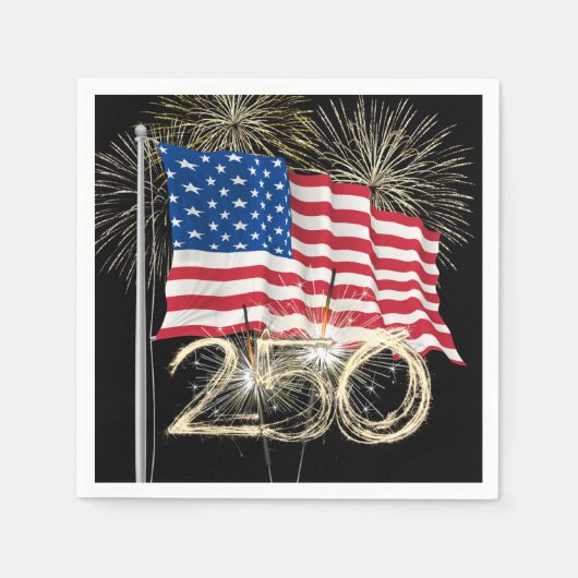 Amerikas 250. Geburtstag mit Wunderkerzen Serviette (Vorderseite)