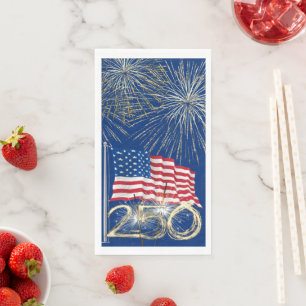 Amerikas 250. Geburtstag mit Wunderkerzen Serviette