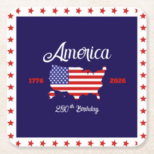 Amerikas 250. Geburtstag Patriotisch Rechteckiger Pappuntersetzer