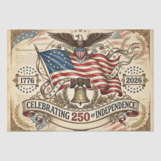 Amerikas 250. Geburtstag Seidenpapier (Vorderseite)