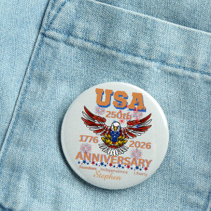 Amerikas 250. Geburtstag Weißkopfseeadler 4. Juli Button