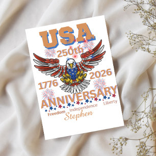 Amerikas 250. Geburtstag Weißkopfseeadler 4. Juli Feiertagskarte