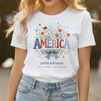 Amerikas 250. Geburtstags-Blumen-Frauen-T-Shirt T-Shirt