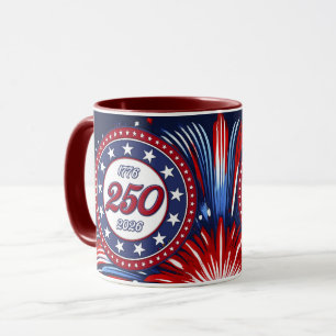 Amerikas 250. Geburtstags Grafik Feuerwerk Pop RWB Tasse