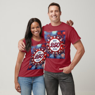 Amerikas 250. Geburtstags-Grafische Feuerwerk-Burs T-Shirt