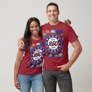 Amerikas 250. Geburtstags-Grafische Feuerwerksexpl T-Shirt