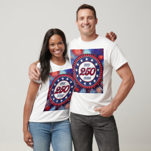 Amerikas 250. Geburtstags-Grafische Feuerwerksexpl T-Shirt
