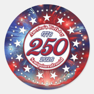 Amerikas 250. Geburtstags-Halbquin-Grafische Feuer Runder Aufkleber