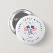 Amerikas 250. Geburtstags-Party-Button Button (Vorne & Hinten)