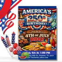 Amerikas 250. Geburtstags-Patriotischer BBQ-Einlad