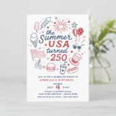 Amerikas 250. Geburtstagsfeier Einladung (Stehend Vorderseite)