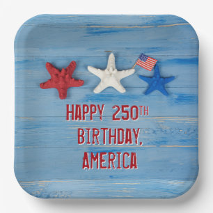 Amerikas 250. Geburtstagsstarfisch Pappteller