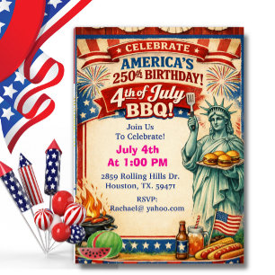 Amerikas 250. Grillfest mit der Freiheitsstatue Einladung