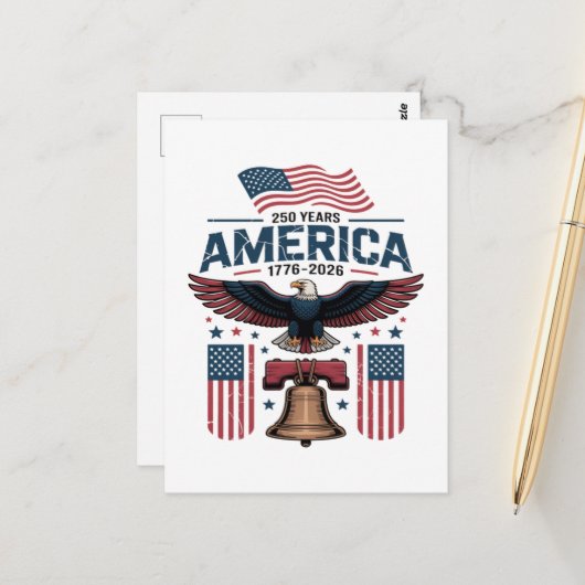 Amerikas 250. Jahrestag Postkarte (Vorderseite/Rückseite Beispiel)