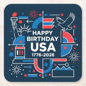 Amerikas 250. Jahrestag Rechteckiger Pappuntersetzer (Vorderseite)