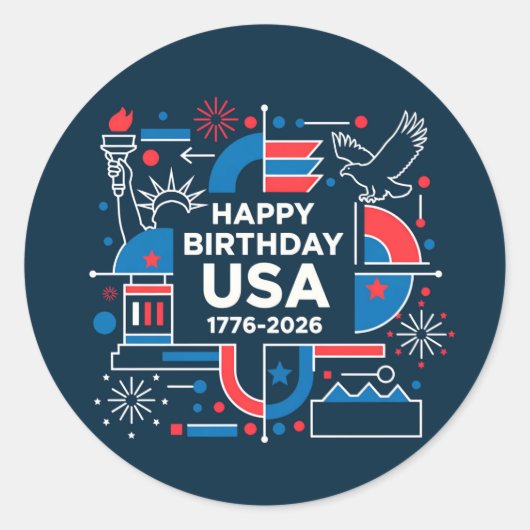 Amerikas 250. Jahrestag Runder Aufkleber (Vorderseite)