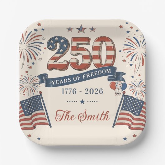 Amerikas 250. Jubiläum Papierplatten Pappteller (Vorderseite)